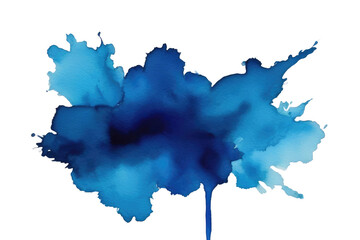 Blot of blue watercolor isolated on transparent or white background