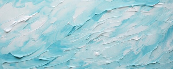 Aquamarine closeup of impasto abstract rough white art painting texture