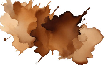 Blot of brown watercolor isolated on transparent or white background