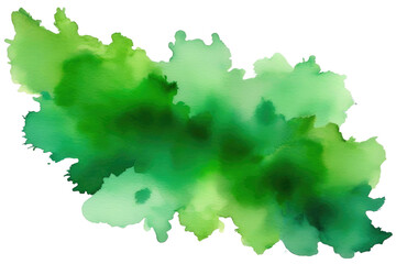 Blot of green watercolor isolated on transparent or white background