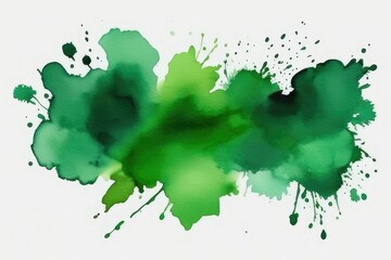 Blot of green watercolor isolated on transparent or white background