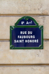 plaque de rue parisienne, Rue du faubourg Saint Honoré