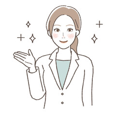 Illustration of a Female Doctor Guiding, Upper Body