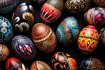 Fototapeta na wymiar Festive Egg Art. Colorful Designs for Easter holiday