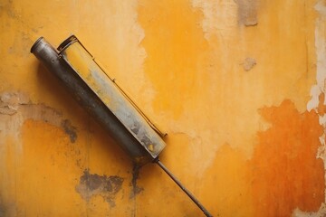 A vibrant yellow-orange background with a unique texture, featuring distressed vintage grunge elements and elegant watercolor paint stains.
