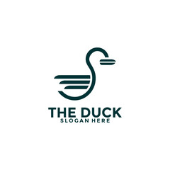 Fototapeta premium Fast Duck Vector , Mallard logo hunting. Duck farm Logo Vector illustration Template