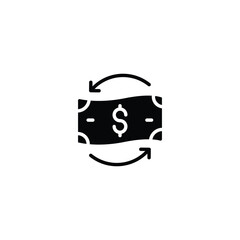 Chargeback icon. Simple solid style. Reimburse, rebate, money refund, purchase, cancel payment, transaction, business concept. Black silhouette, glyph symbol. Vector illustration isolated. - obrazy, fototapety, plakaty