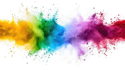 Fotobehang colorful mixed rainbow powder explosion isolated on white background © buraratn