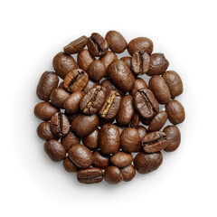 Roasted coffee beans for coffee brewing, with transparent bottom and shade