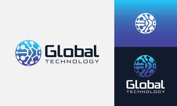 Vector global tech logo hexagon design abstract dot symbol for futuristic technology logo	
