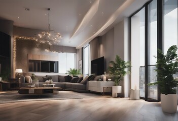 Interior of modern apartment panorama 3d render