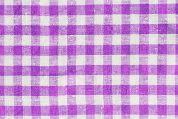 Magenta Print Scottish Square Cloth. Gingham Pattern Tartan Checked Plaids. Pastel Backgrounds For Tablecloths, Dresses, Skirts, Napkins, Textile Design. Breakfast Natural Linen Country Plaid Tartan
