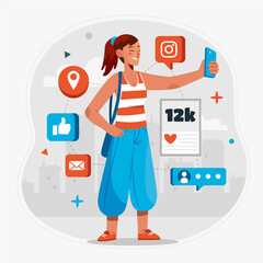 People using technology composition