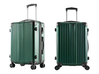 Green suitcase with isolated against transparent background. Travel and vacation concept