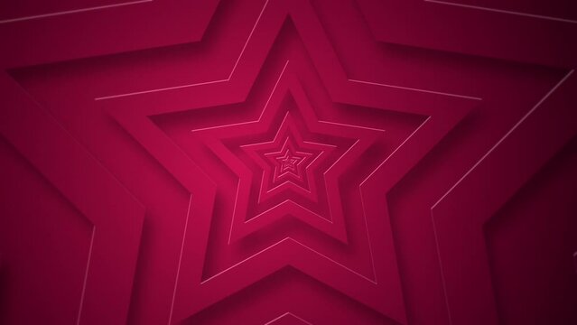 A repeating pattern of radiating shiny red star shapes. Full HD and looping abstract stars background animation.