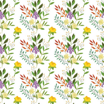 Free vector seamless pattern of yellow flower with watercolor