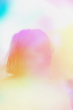 person on abstract colorful background