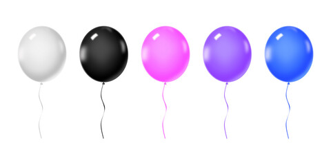 Vector illustration of colorful decorative balloons isolated on white background.