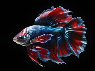 Fototapeta premium red betta fish in siamese fighting fish on black background.
