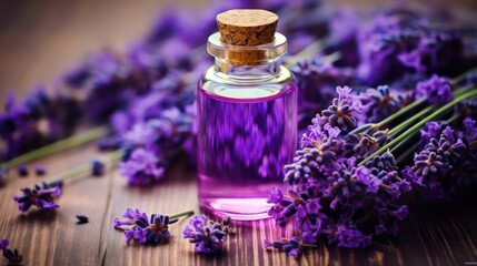 lavender oil and lavender flowers