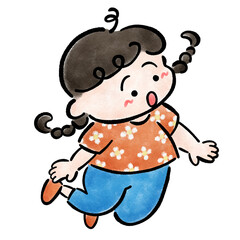 元気にジャンプする女の子のイラスト素材