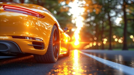 Close Up of Yellow Sports Car