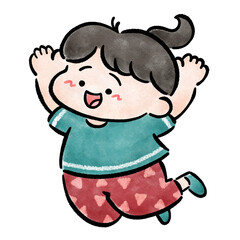 元気にジャンプする女の子のイラスト素材