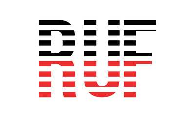 RUF three initial letter iconic line negative space minimal logo design vector template. monogram, abstract, wordmark, business, typography, minimalist, brand, company, flat, modern, unique, simple