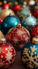 Group of Christmas Ornaments on Table