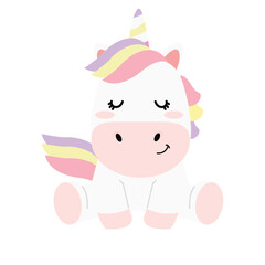 Cute unicorn Character Design cartoon