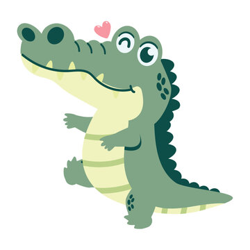 Cute crocodile or alligator with heart