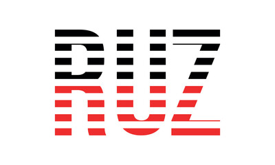 RUZ three initial letter iconic line negative space minimal logo design vector template. monogram, abstract, wordmark, business, typography, minimalist, brand, company, flat, modern, unique, simple