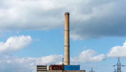 power plant with smoke chimney