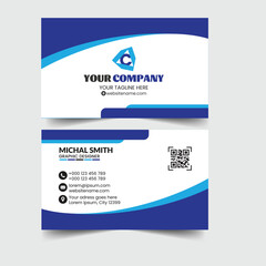 Blue Business Card Template - Creative and Clean Business Card Vector Illustration