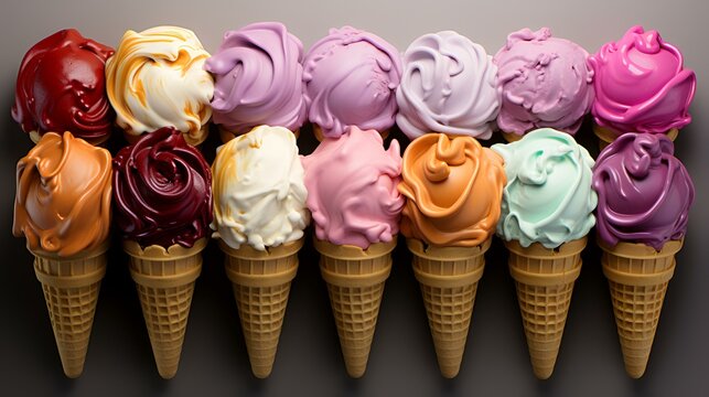 Top View Fresh Ice Cream Colors with Isolated


