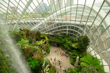 Cloud Forest dome environment at Gardens by the Bay  in Singapore