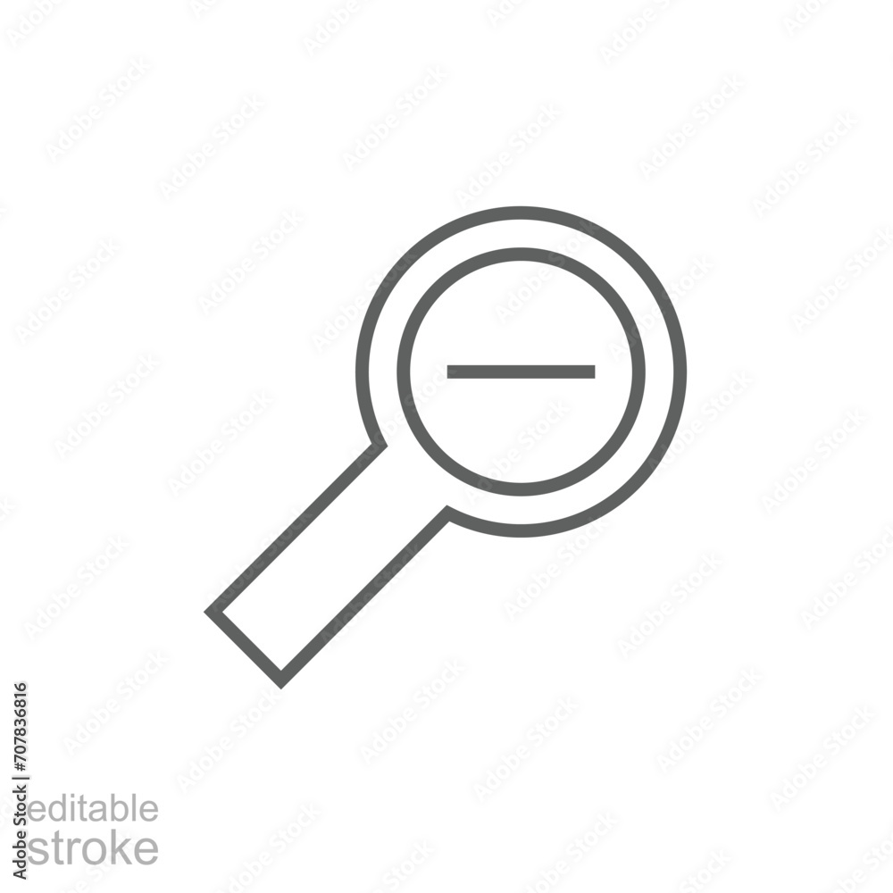 Poster zoom out icon. simple outline style. magnifying glass, find, minus, reduce, minimize, search concept