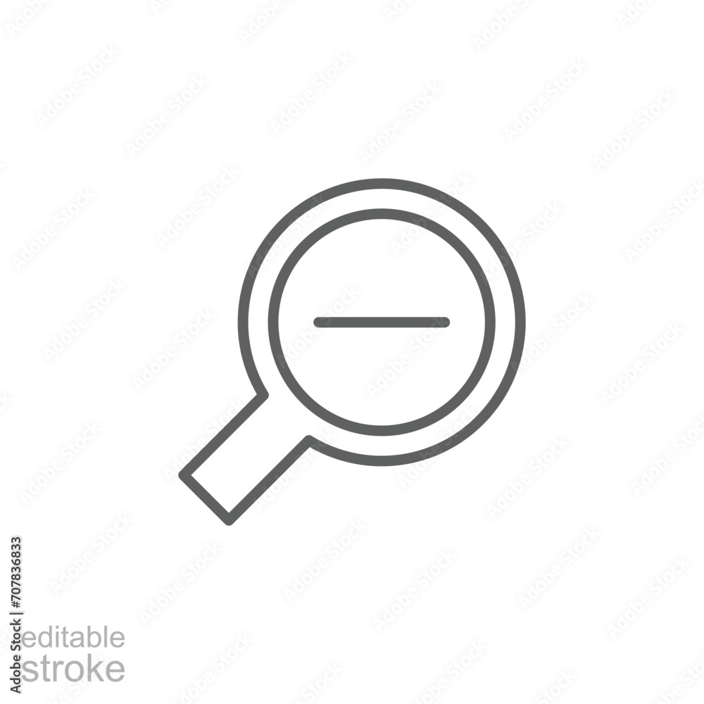 Poster zoom out icon. simple outline style. magnifying glass, find, minus, reduce, minimize, search concept