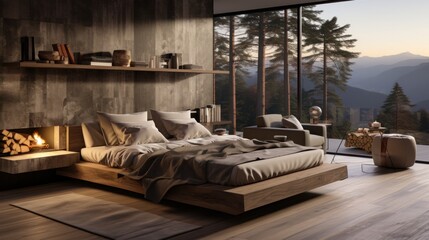 Obraz na płótnie Canvas Interior of bedroom with bed,
