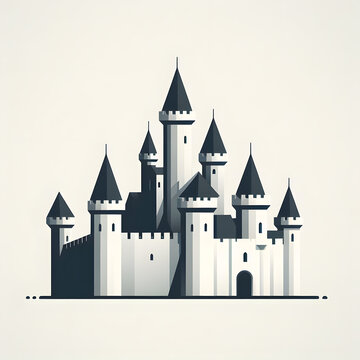 white castle with dark blue towers clip art preview