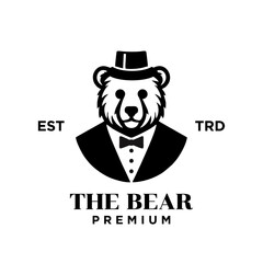 Bear Gentleman Vintage logo icon design