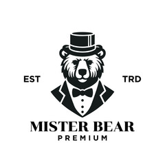 Bear Gentleman Vintage logo icon design