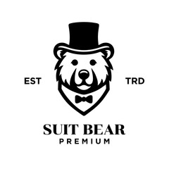 Bear Gentleman Vintage logo icon design