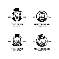 Bear Gentleman Vintage logo icon design