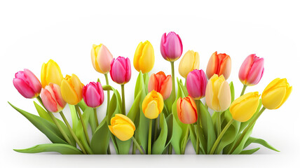 Fresh spring tulips isolated on a white background. Generative AI