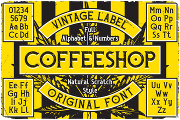 Original label font named Coffeeshop. Vintage typeface for any your design like posters, t-shirts, logo, labels etc. - 707838466