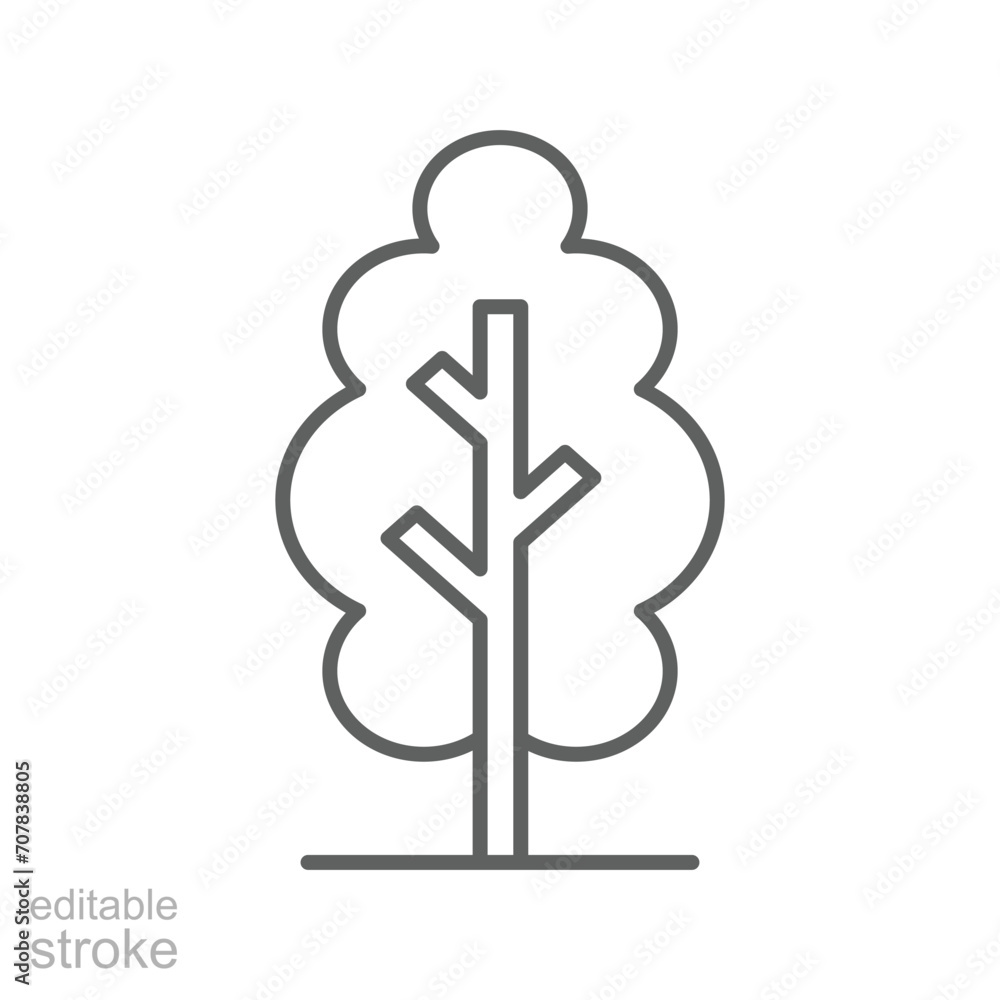 Poster tree icon. simple outline style. single tree, leaf, forest, nature concept. thin line symbol. vector
