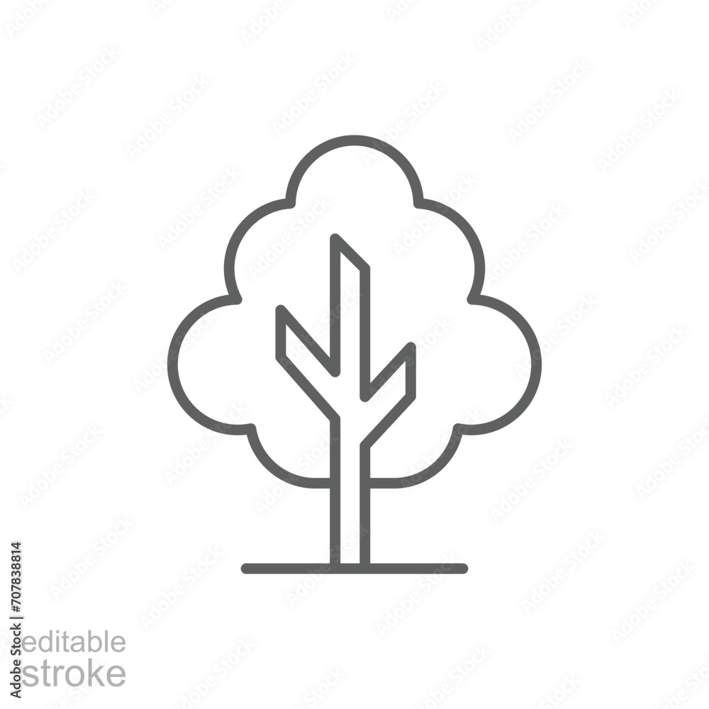 Poster tree icon. simple outline style. single tree, leaf, forest, nature concept. thin line symbol. vector