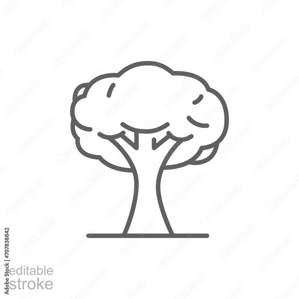 Poster tree icon. simple outline style. single tree, leaf, forest, nature concept. thin line symbol. vector