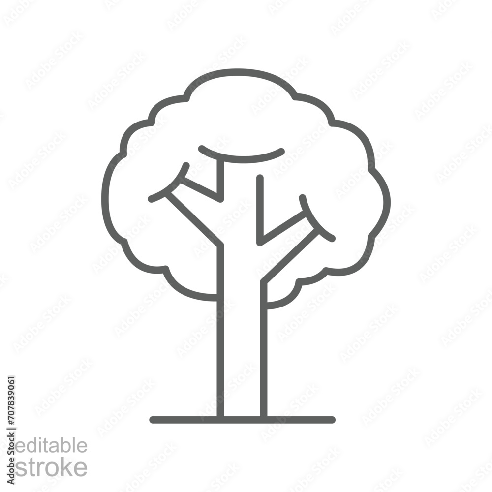 Poster tree icon. simple outline style. single tree, leaf, forest, nature concept. thin line symbol. vector